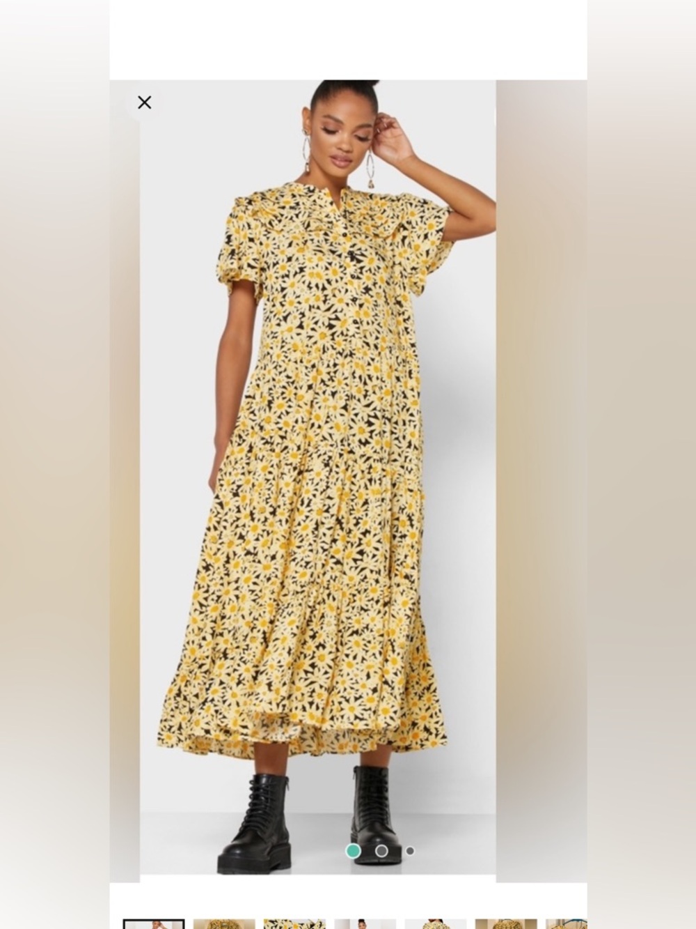 Yellow Daisy Floral Mini Shirt Dress Topshop Size 10, NWT - Picture 5 of 12